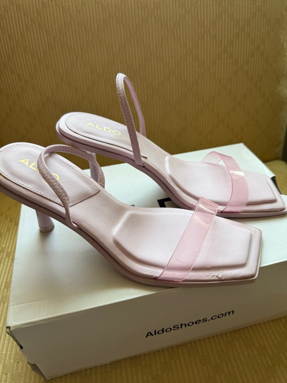 Aldo Pale Pink Clear Strap Slingback Heels